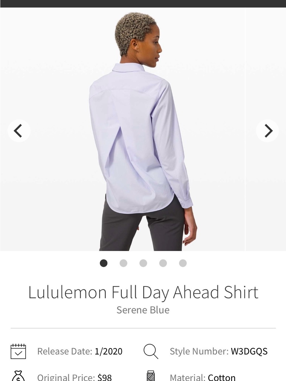 lululemon Full Day Ahead Shirt — Serene Blue